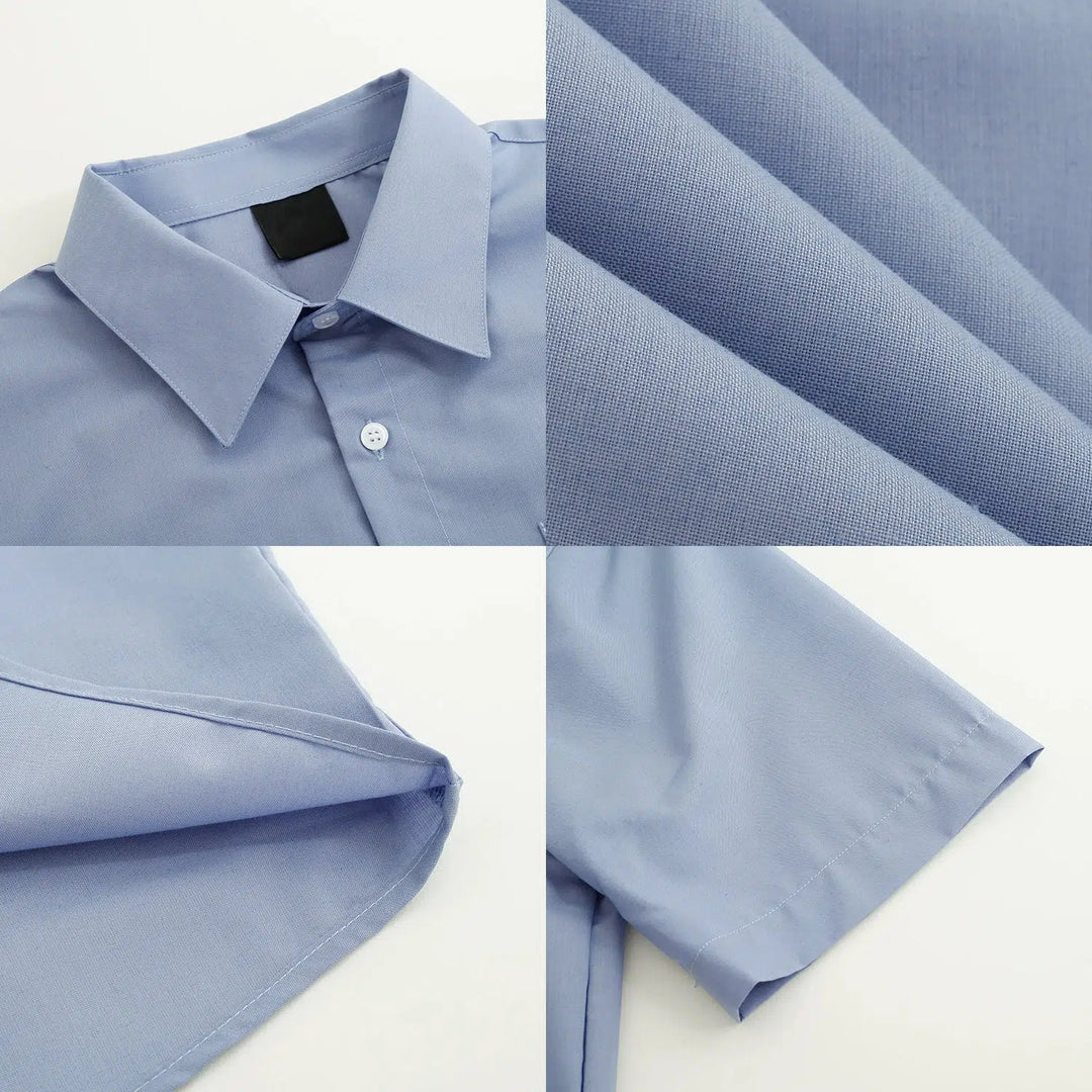 Basic Blue Short-sleeved Shirt