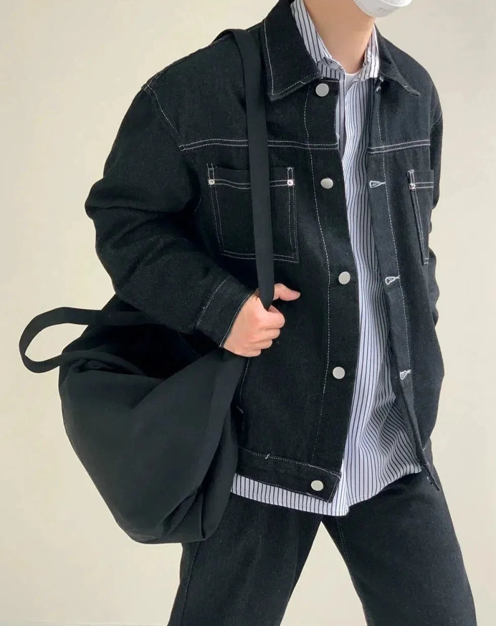 Basic Denim Washed Two-Piece Suit