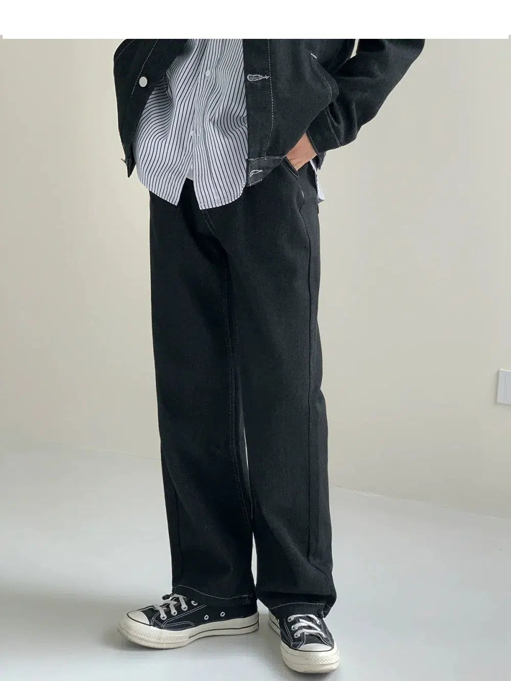 Basic Denim Washed Two-Piece Suit