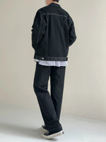 Basic Denim Washed Two-Piece Suit