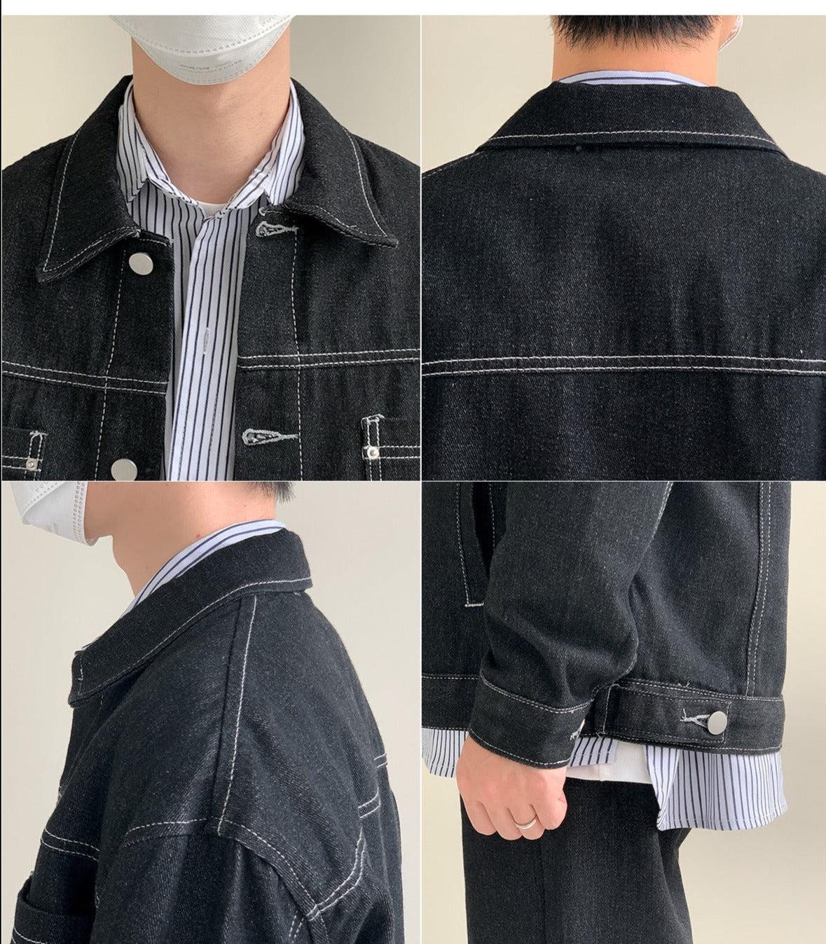 Basic Denim Washed Two-Piece Suit