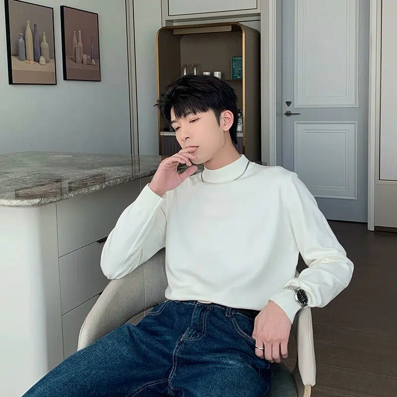 Basic Half Turtleneck Slim Bottoming Sweater