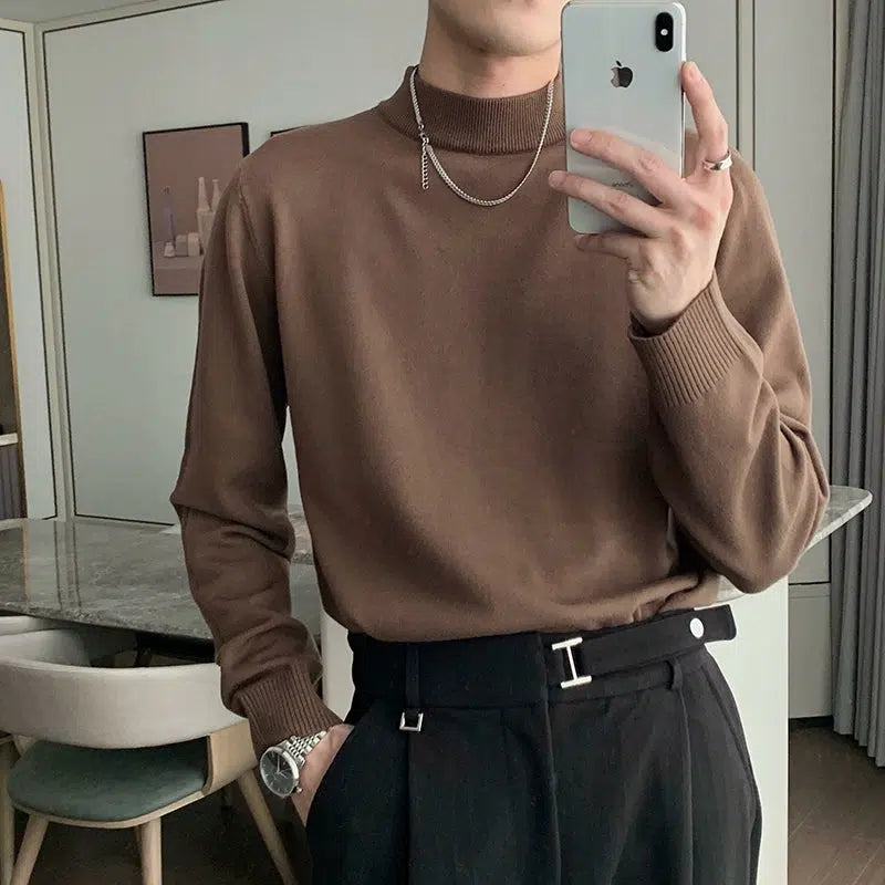 Basic Half Turtleneck Slim Bottoming Sweater
