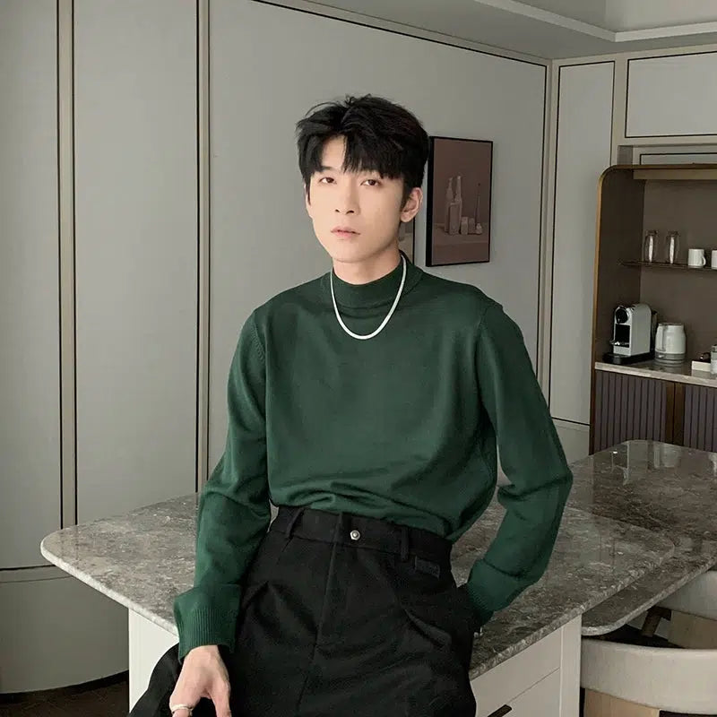 Basic Half Turtleneck Slim Bottoming Sweater