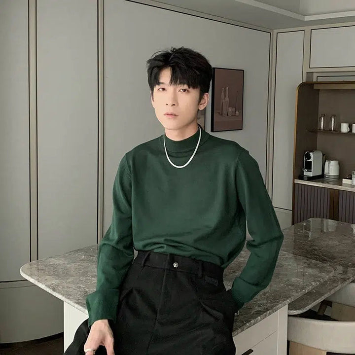 Basic Half Turtleneck Slim Bottoming Sweater