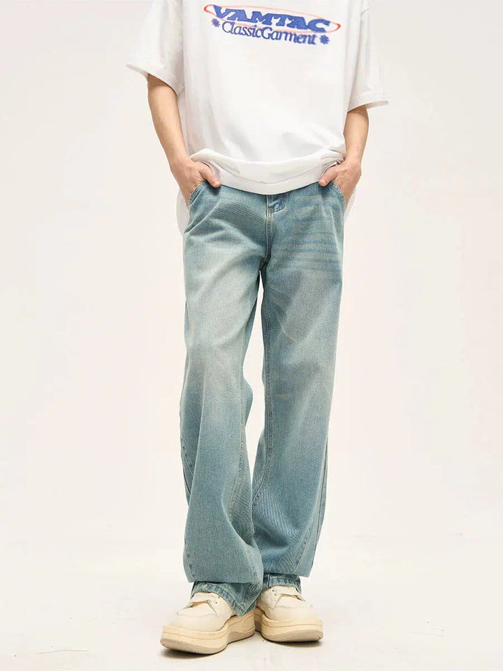 Basic Light Blue Straight-leg Jeans