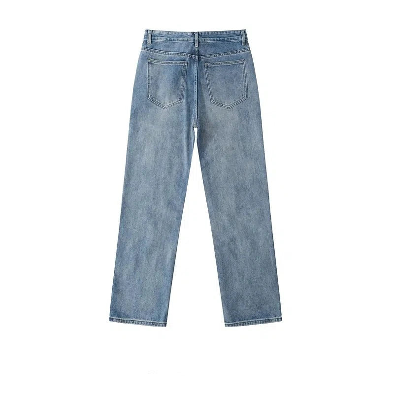Basic Light Blue Straight-leg Jeans
