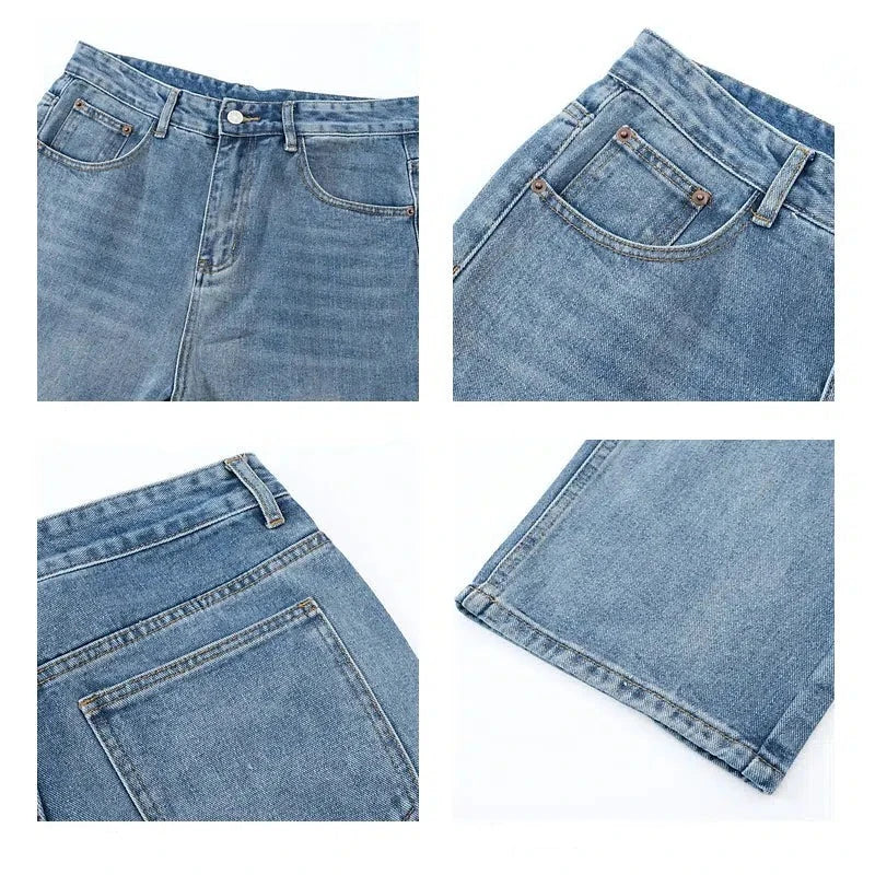 Basic Light Blue Straight-leg Jeans