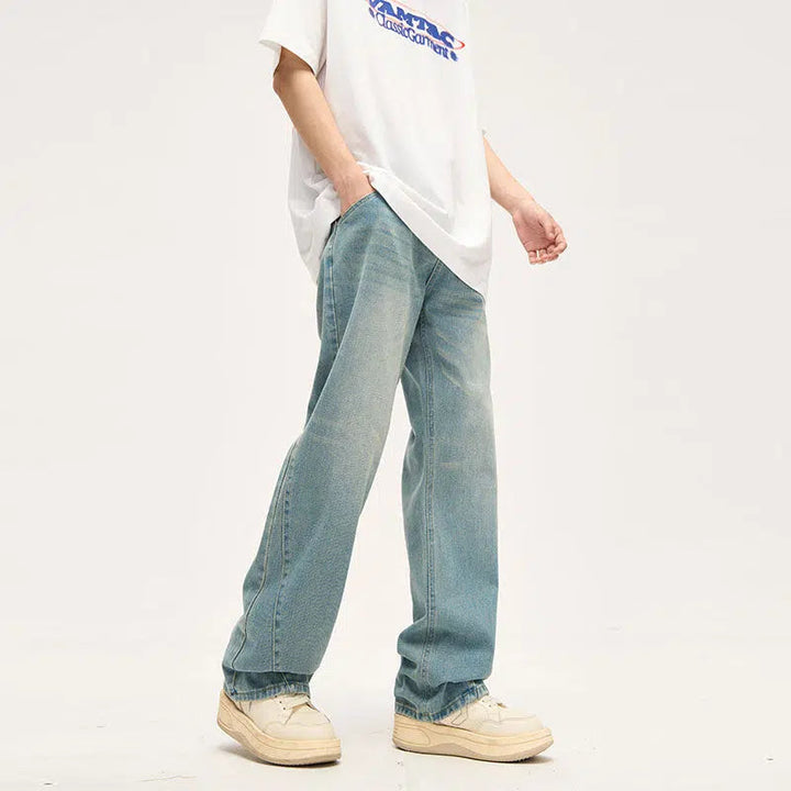 Basic Light Blue Straight-leg Jeans