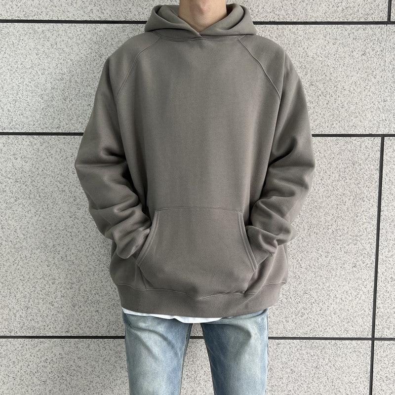 Basic Raglan Hooded Velvet Sweater