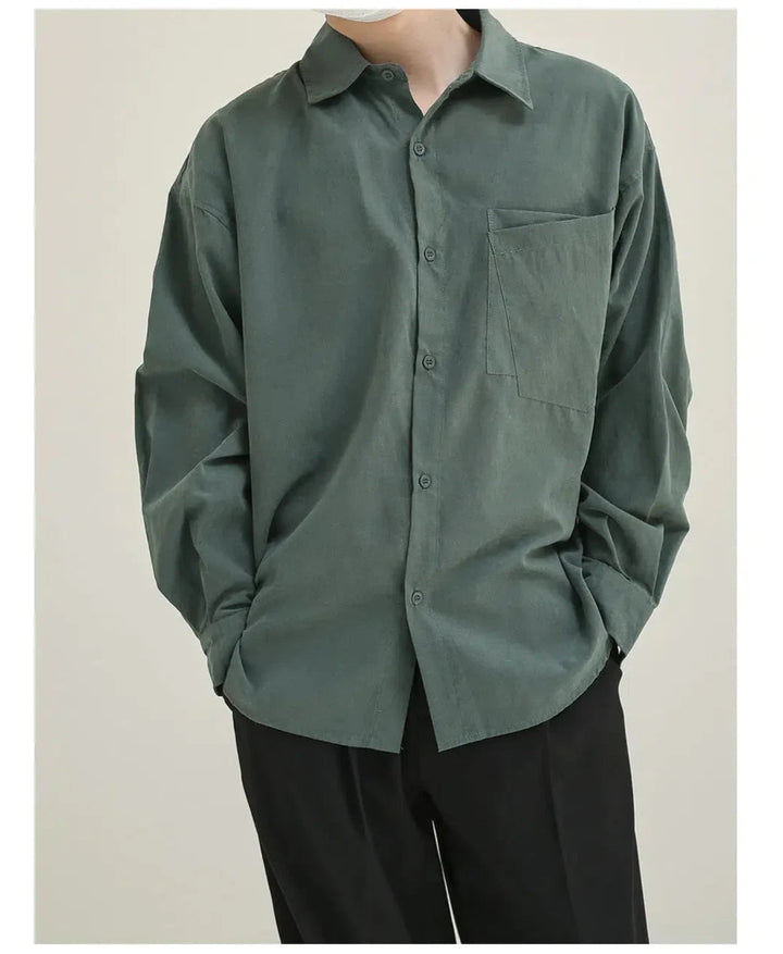 Basic Solid Color Long Sleeve Shirt