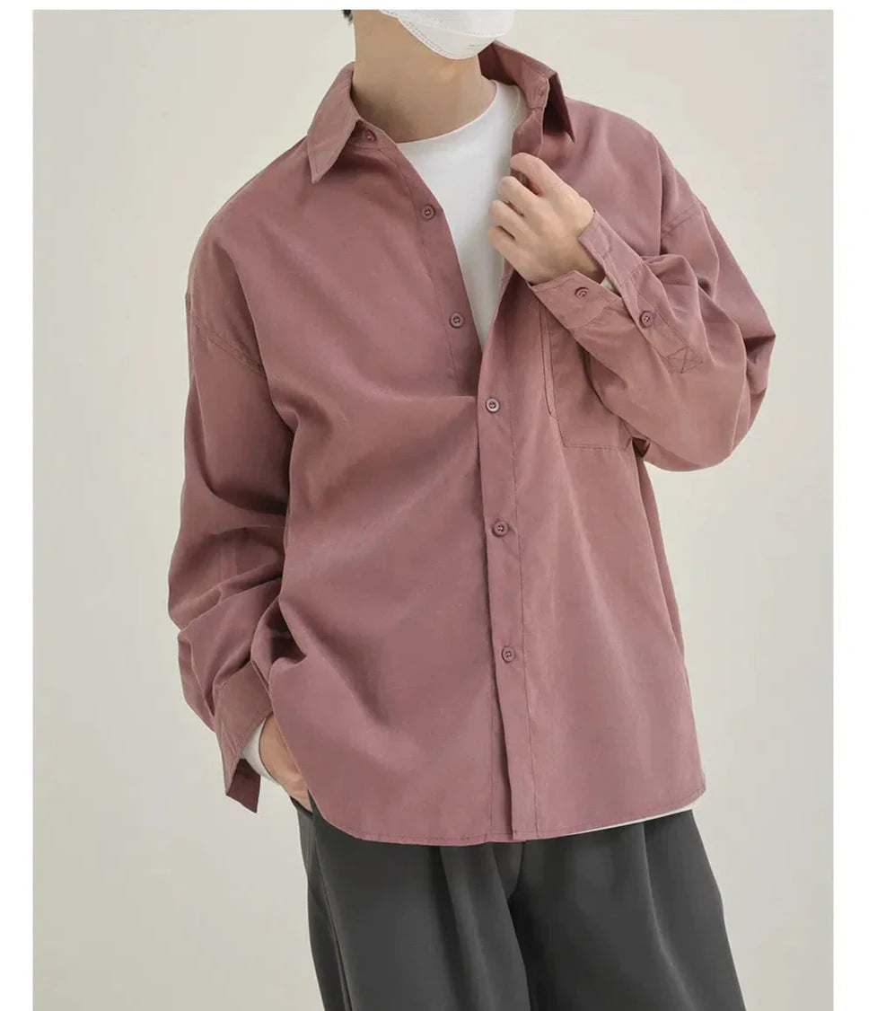 Basic Solid Color Long Sleeve Shirt