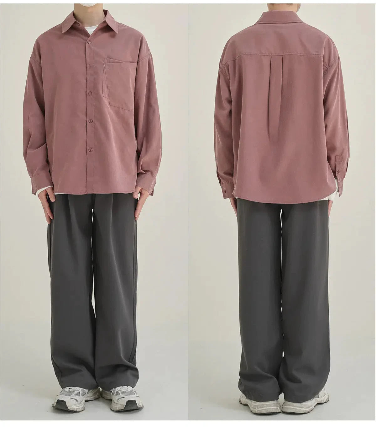 Basic Solid Color Long Sleeve Shirt