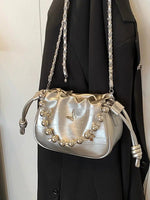 Beaded Chain Strap Crossbody Bag