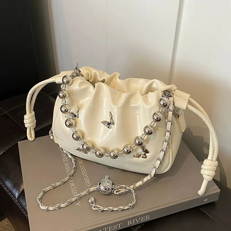 Beaded Chain Strap Crossbody Bag