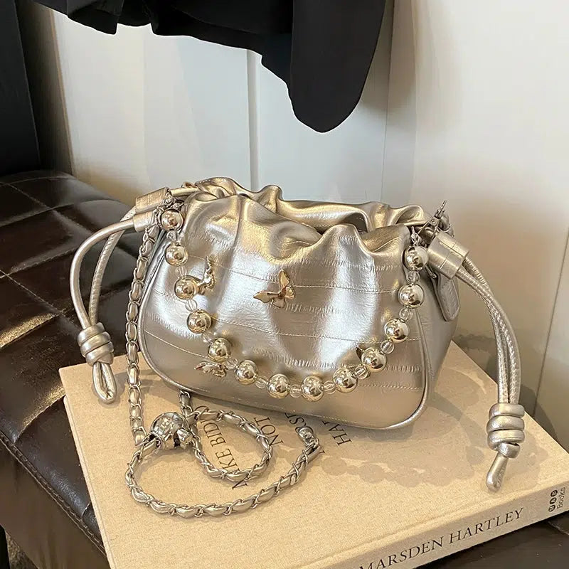 Beaded Chain Strap Crossbody Bag