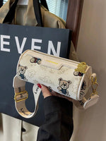 Bear Pattern Cylinder Shoulder Bag
