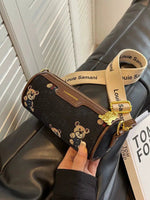 Bear Pattern Cylinder Shoulder Bag