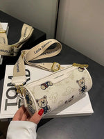 Bear Pattern Cylinder Shoulder Bag