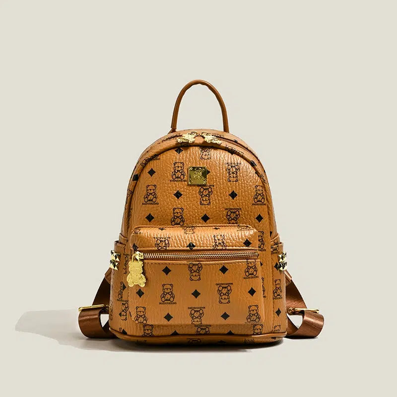 Bear Print Studs Mini Backpack