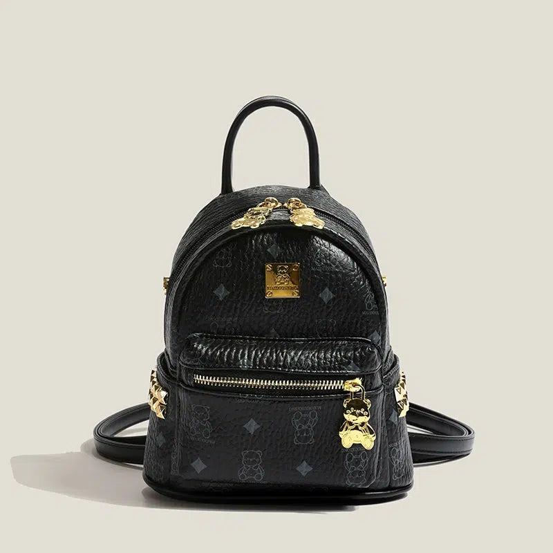 Bear Print Studs Mini Backpack