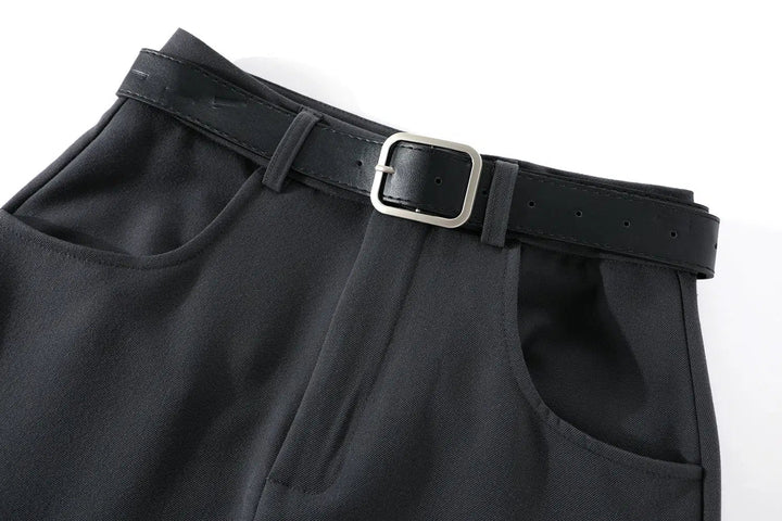 Belted A-Line Skirts with Pockets