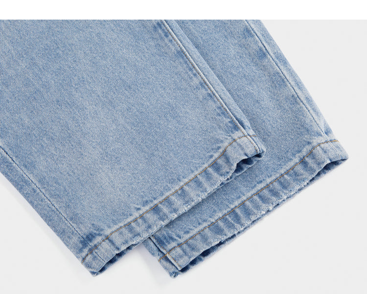 Belted Adjustable Washed Blue Jeans
