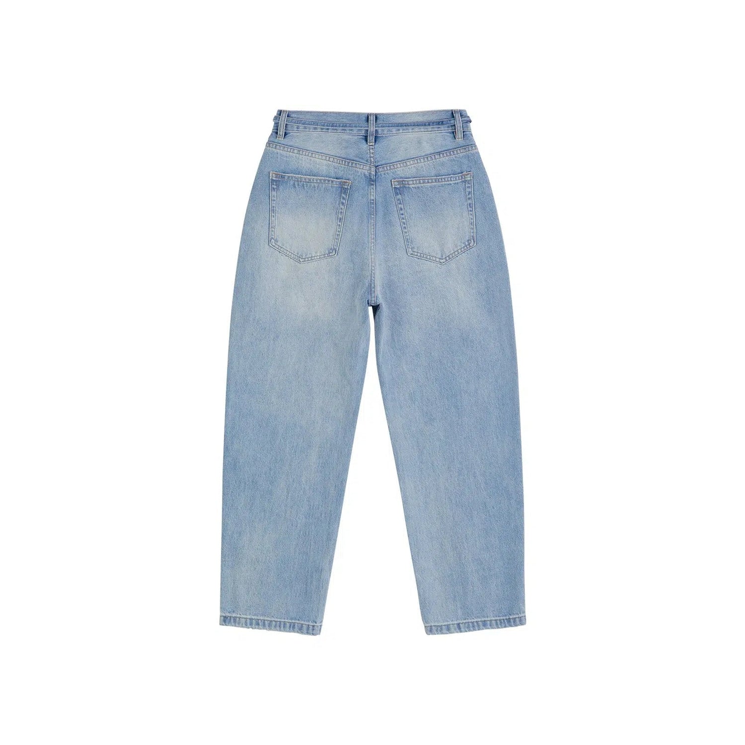 Belted Adjustable Washed Blue Jeans