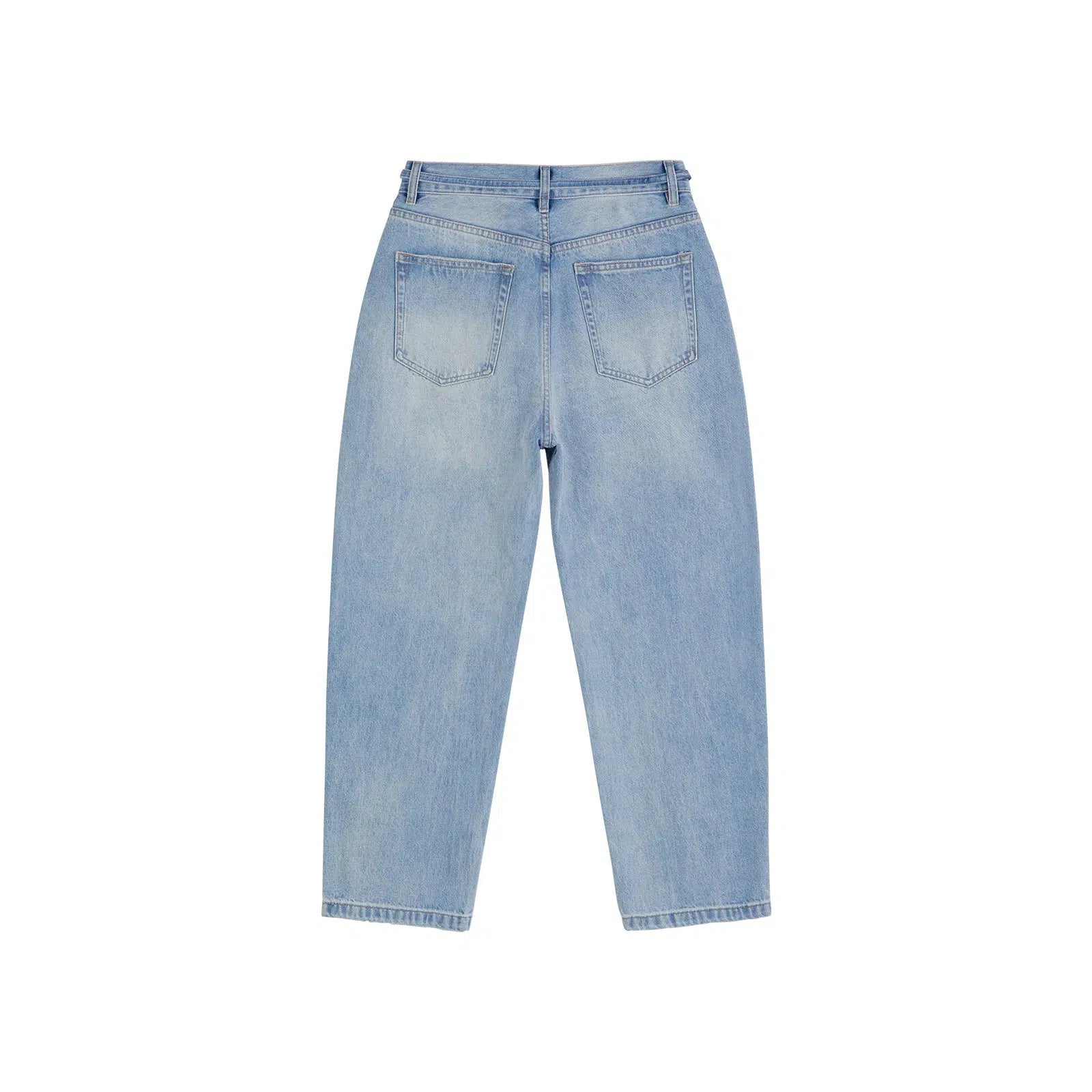Belted Adjustable Washed Blue Jeans