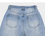Belted Adjustable Washed Blue Jeans