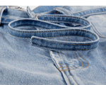 Belted Adjustable Washed Blue Jeans