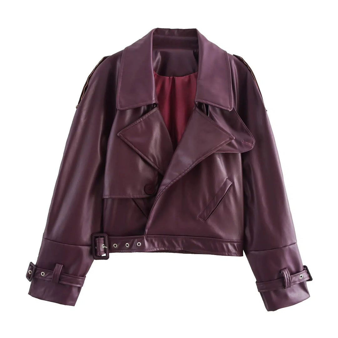 Belted Faux Leather Jacket