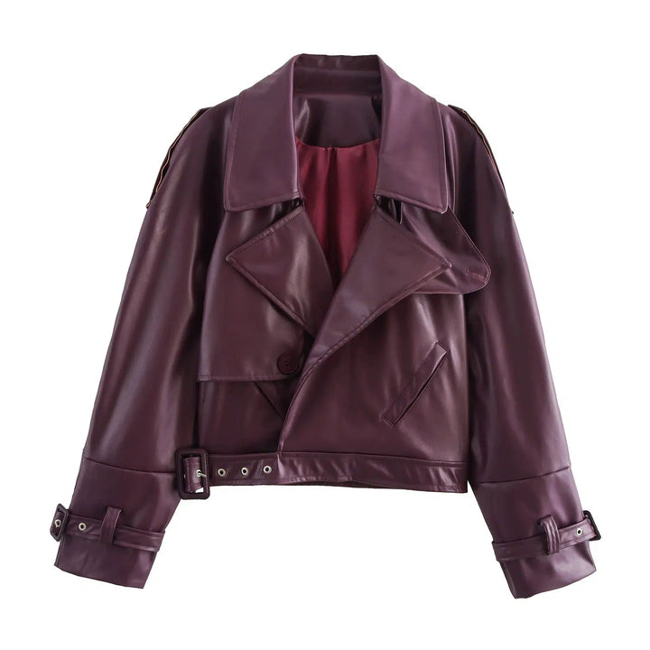 Belted Faux Leather Jacket