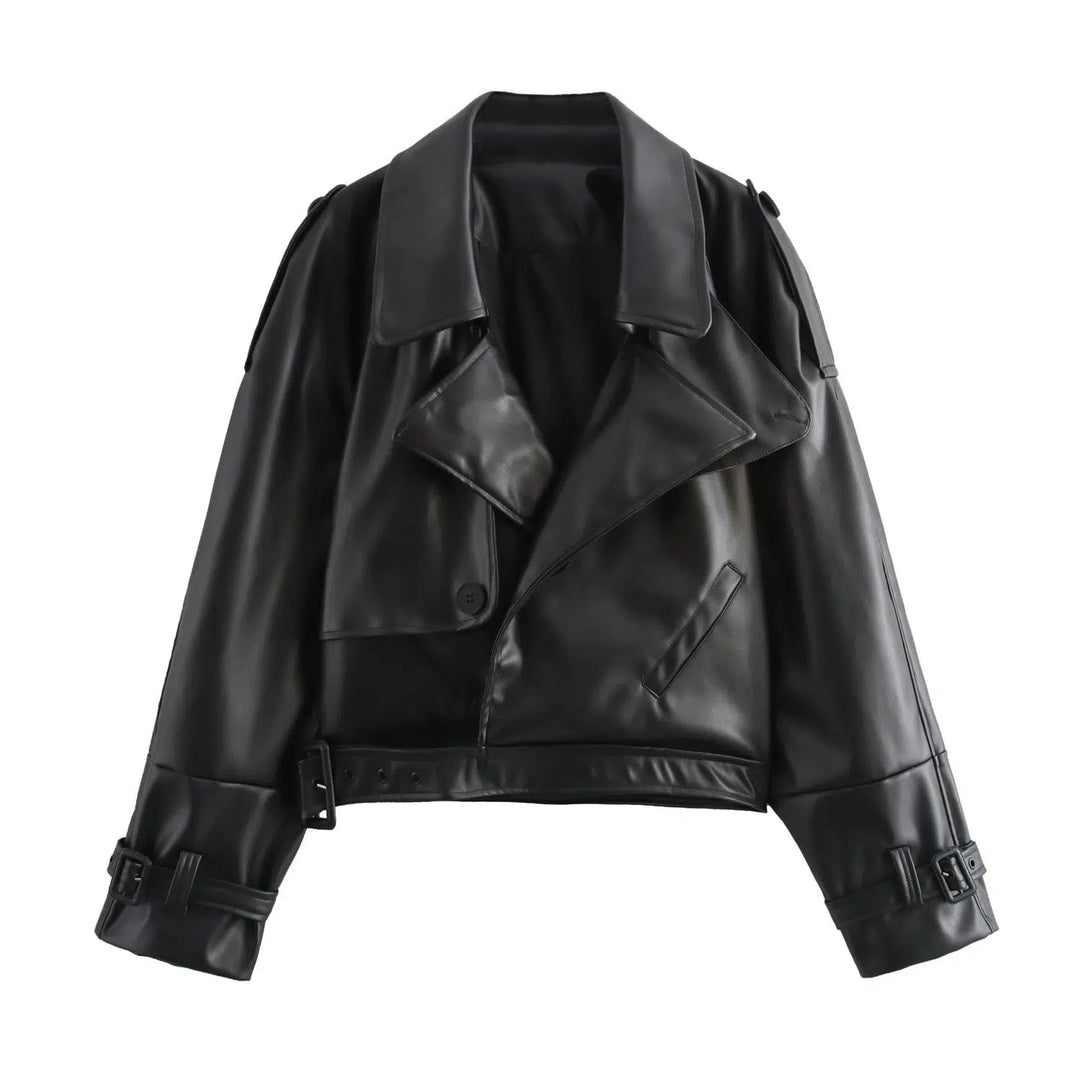Belted Faux Leather Jacket