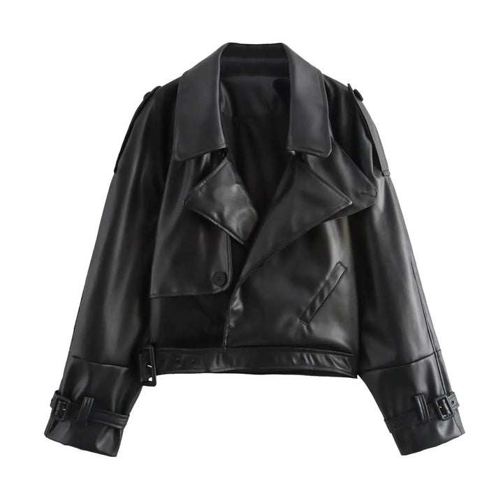 Belted Faux Leather Jacket