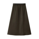 Belted Pleated Midi Skirt