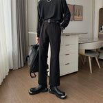 Belted Slim Fit Straight Leg Pants