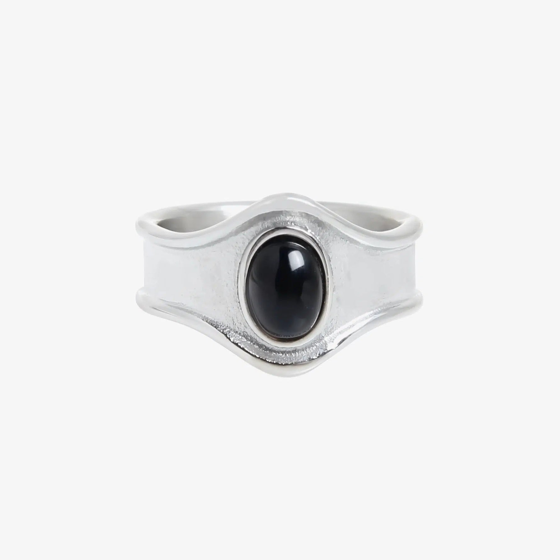 Black Agate Stone Ring