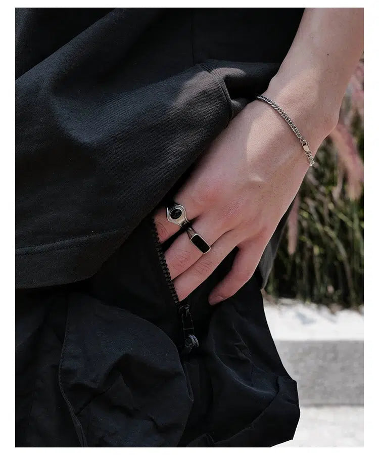 Black Agate Stone Ring