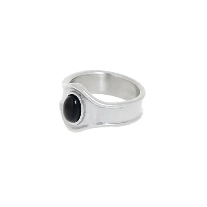 Black Agate Stone Ring