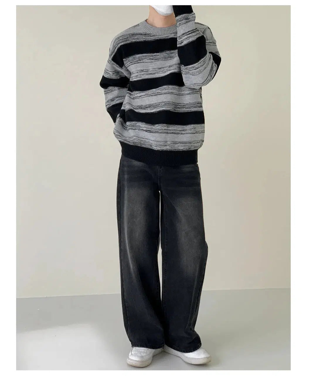 Black And Gray Striped Sweater