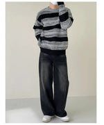 Black And Gray Striped Sweater