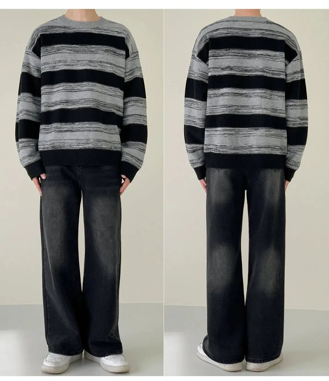 Black And Gray Striped Sweater