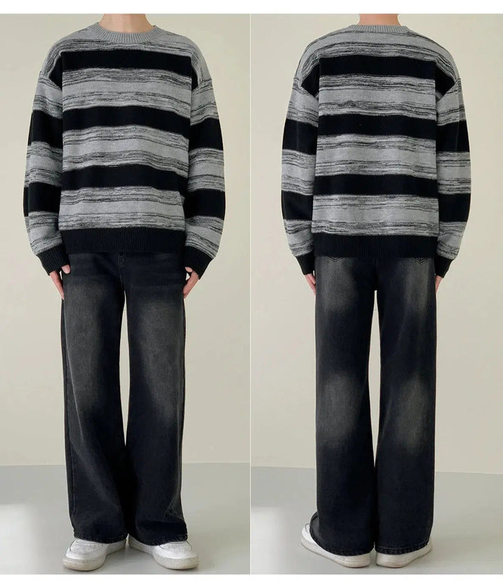 Black And Gray Striped Sweater