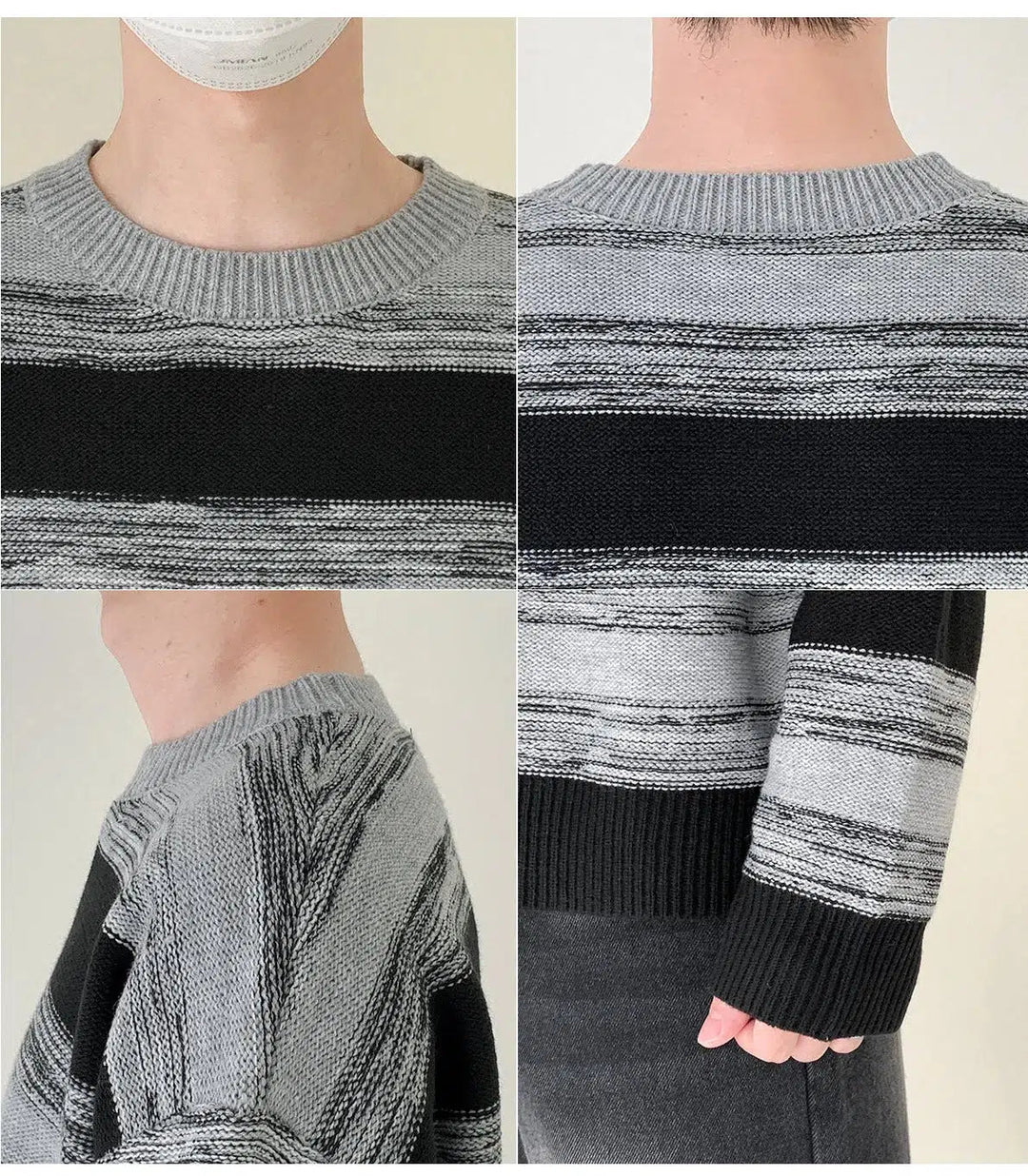 Black And Gray Striped Sweater