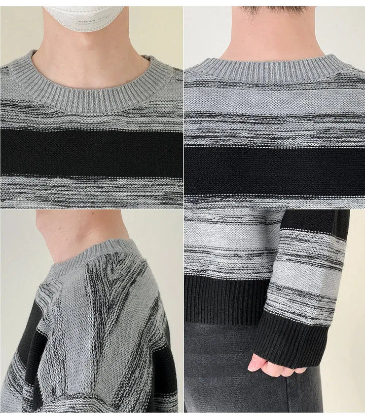 Black And Gray Striped Sweater