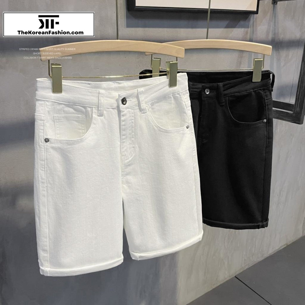 Black And White Jeans Shorts