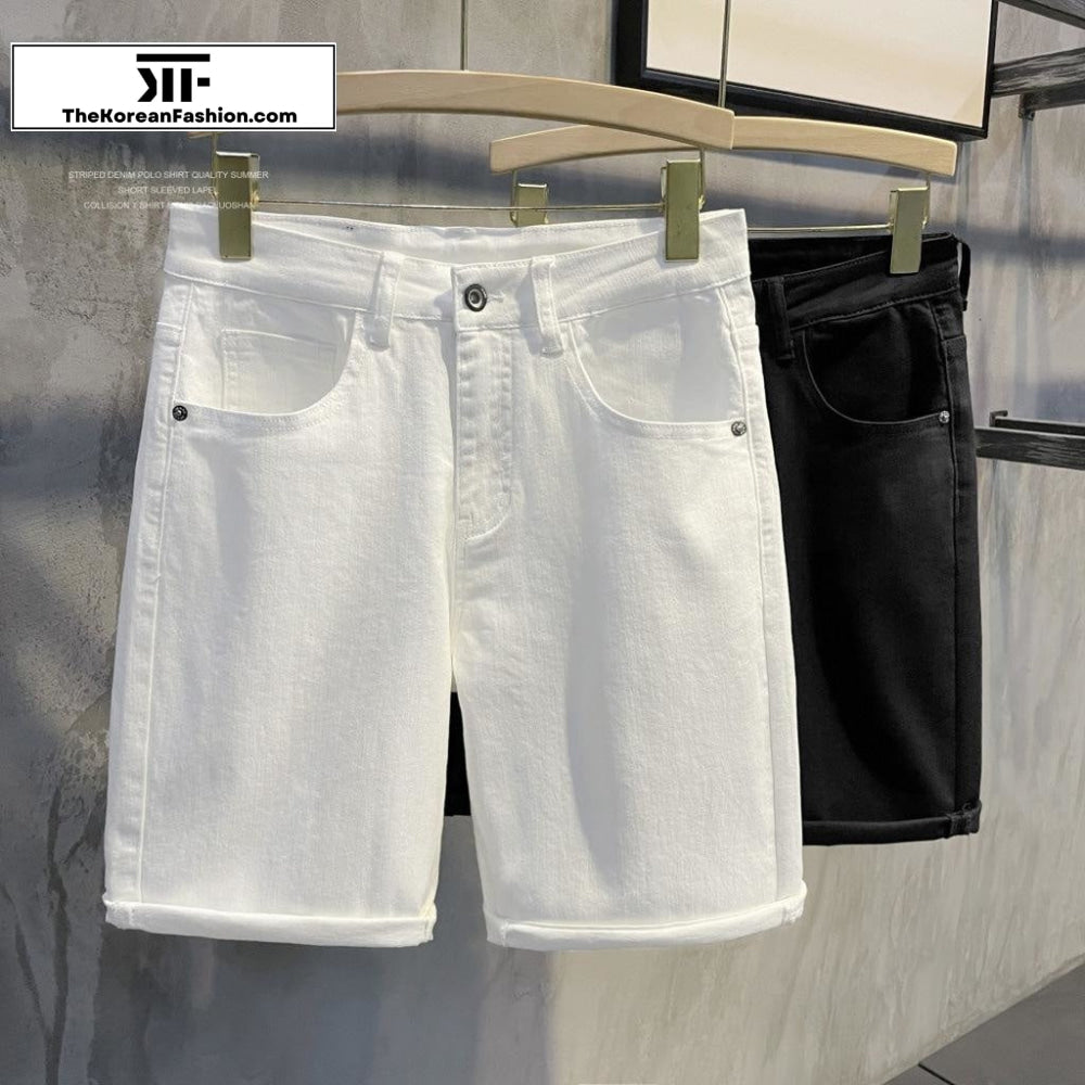 Black And White Jeans Shorts