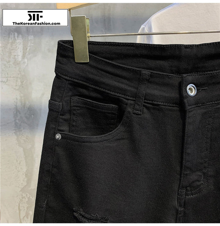 Black Basic Denim Shorts