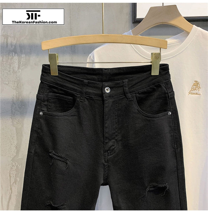 Black Basic Denim Shorts